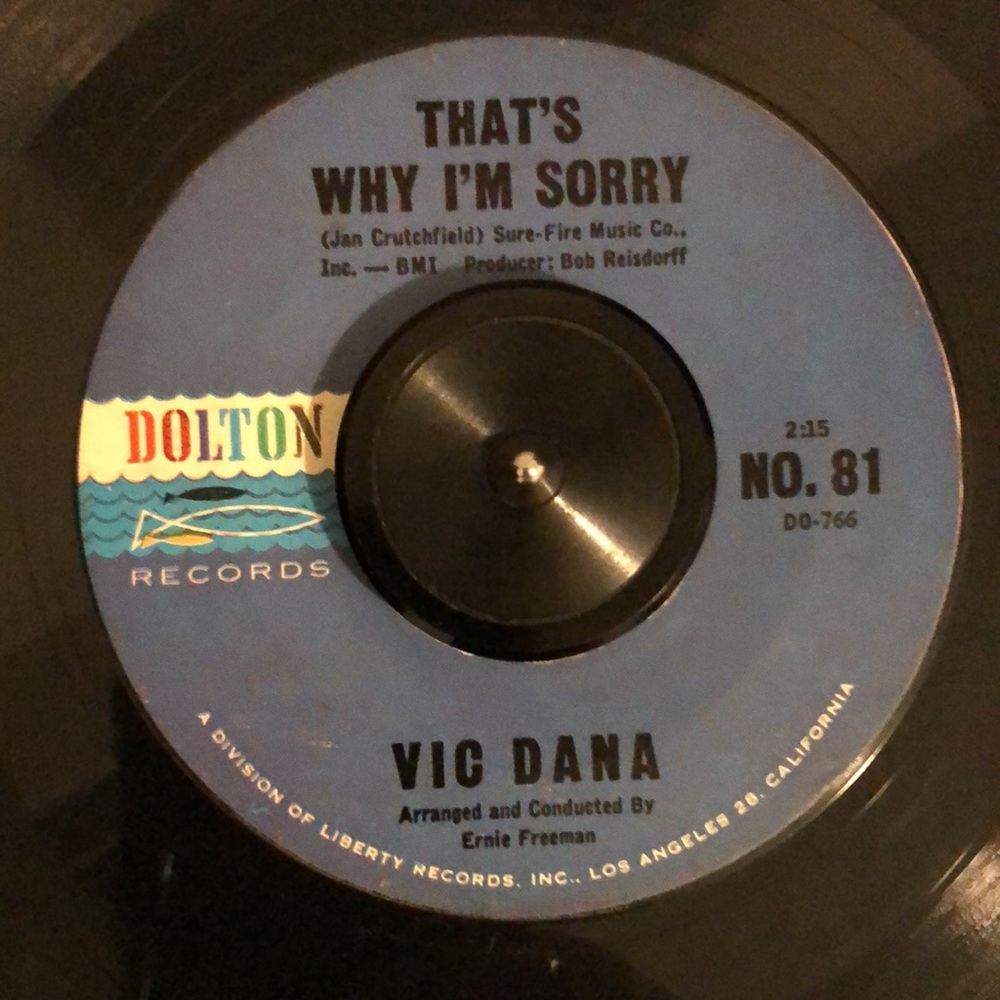 Vic Dana M.O.R.E. Vinyl 45 Record '63